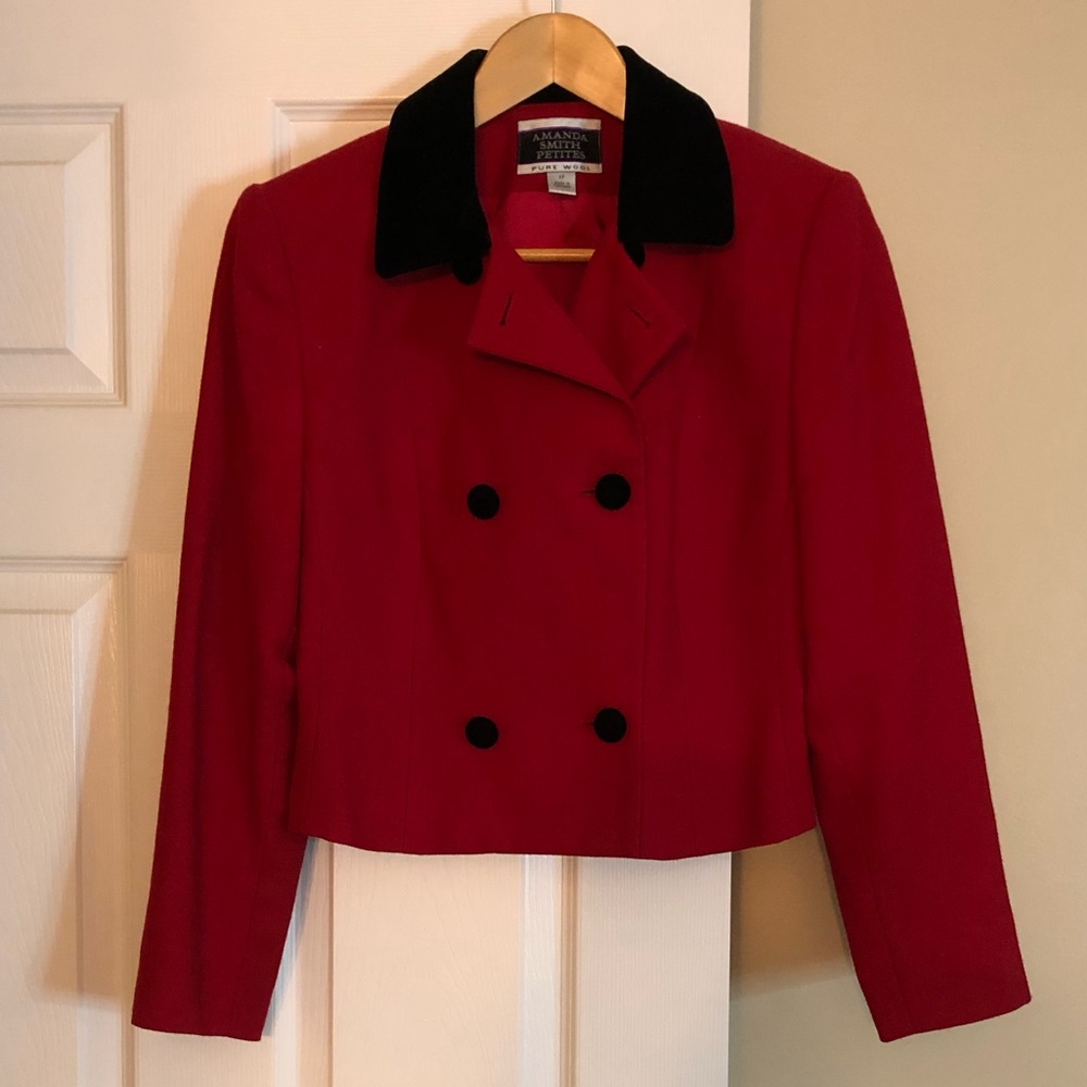 ❤️ Amanda Smith Petites Velvet Collar Blazer Sz 4P